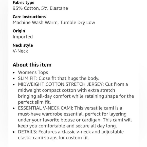 Amazon Essentials Women's Slim-Fit Knit V-Neck layering cami 3x NWOT - Picture 4 of 9